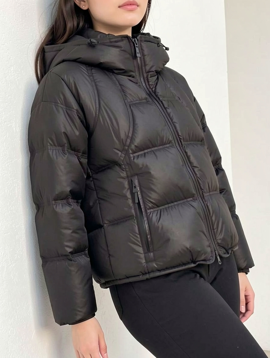FW Cotop Padded Two-Way Zipper Hooded Short Jacket | LookHub | LookHub